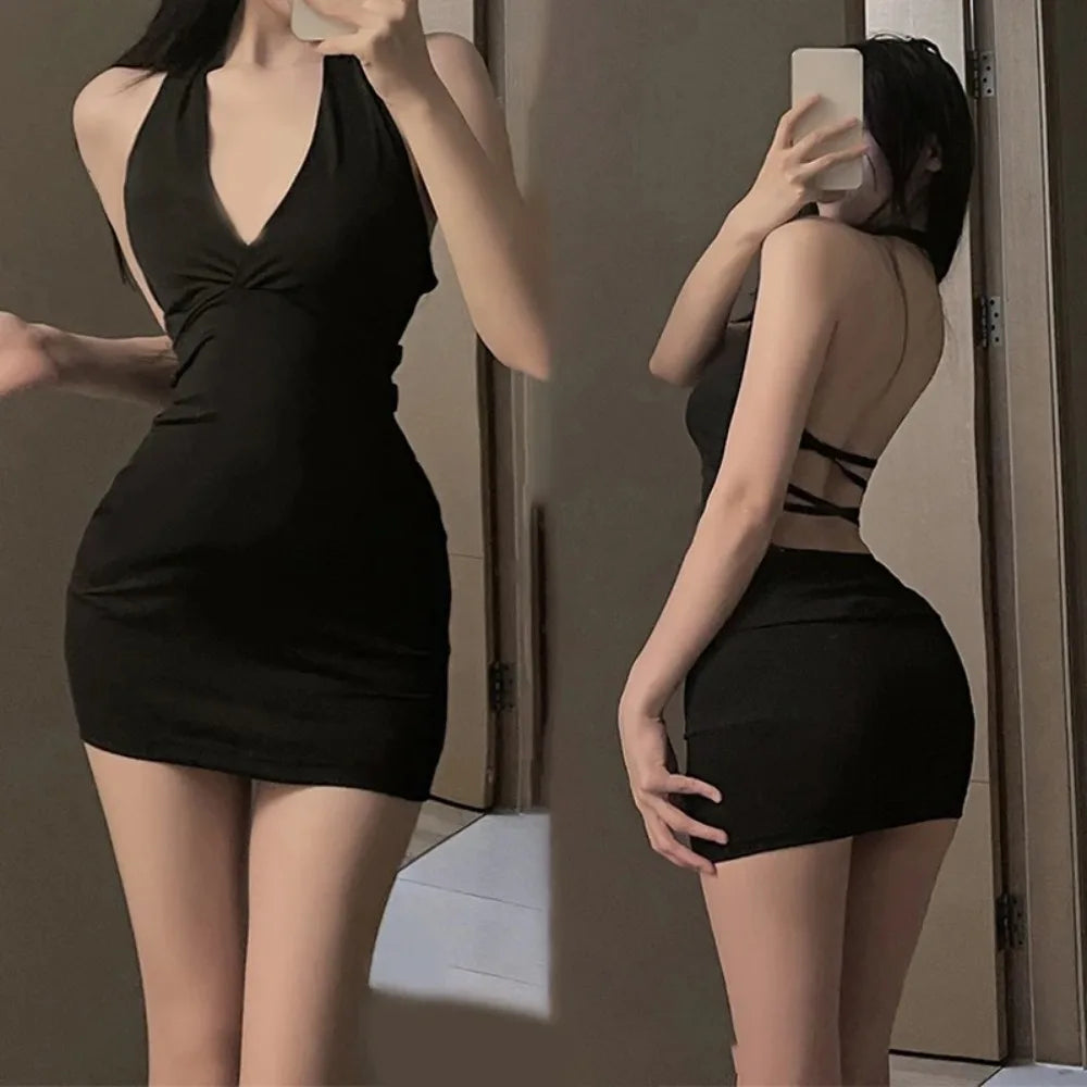 Backless Halter Mini Party Dress