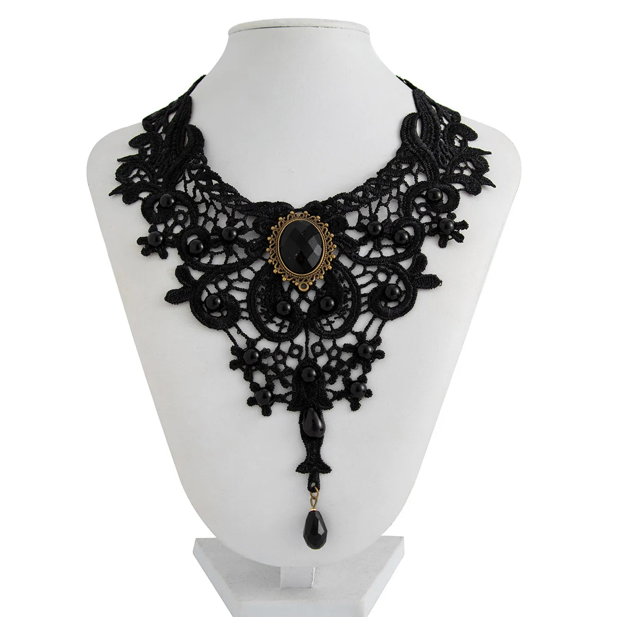 Black Lace Gothic Pendant Necklace