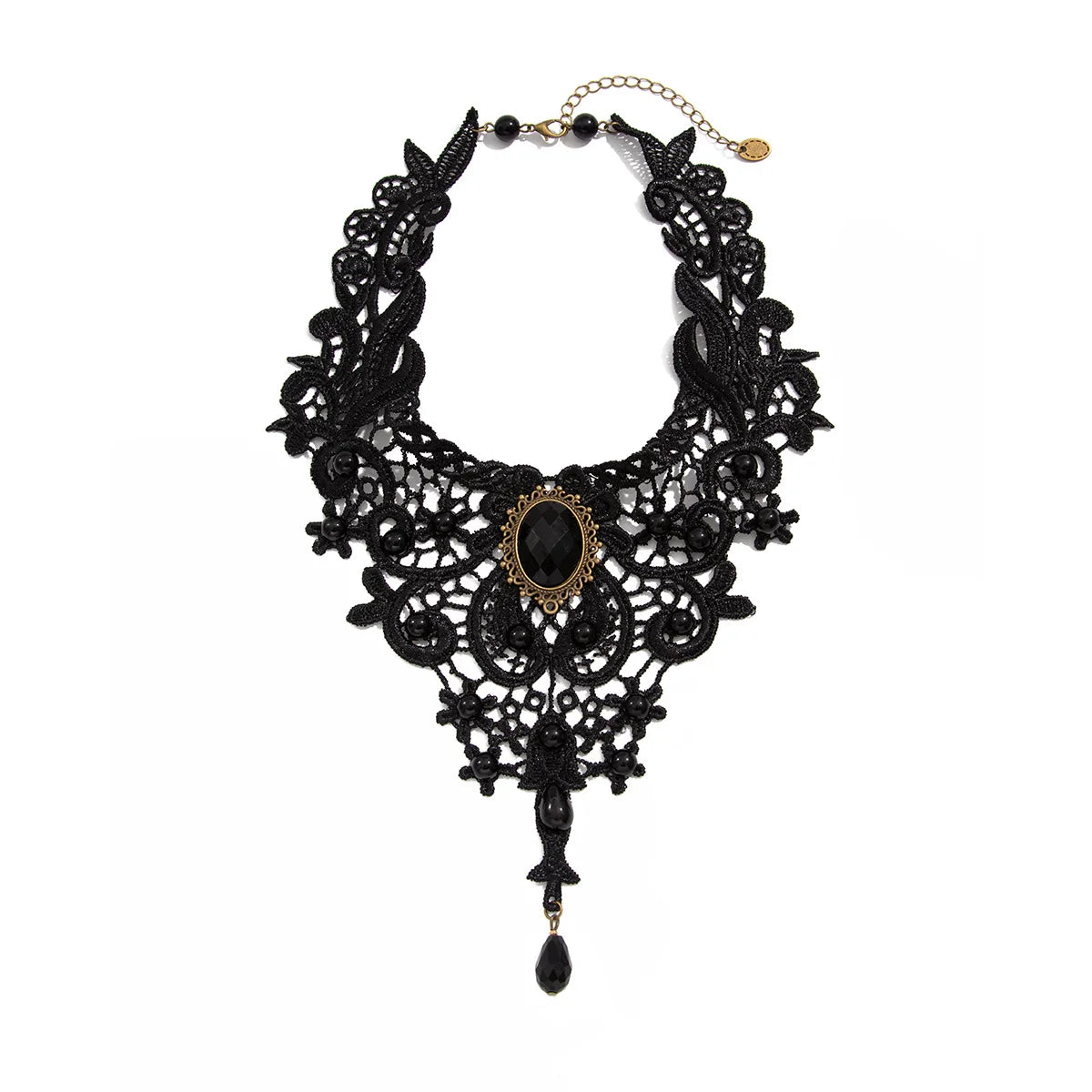 Black Lace Gothic Pendant Necklace